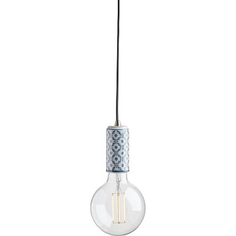 Ceramiczna oprawka z kablem Ming błękitna z LED